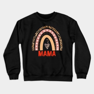 Mama Funny Gift Idea For Mum Leopard Rainbow Print Crewneck Sweatshirt